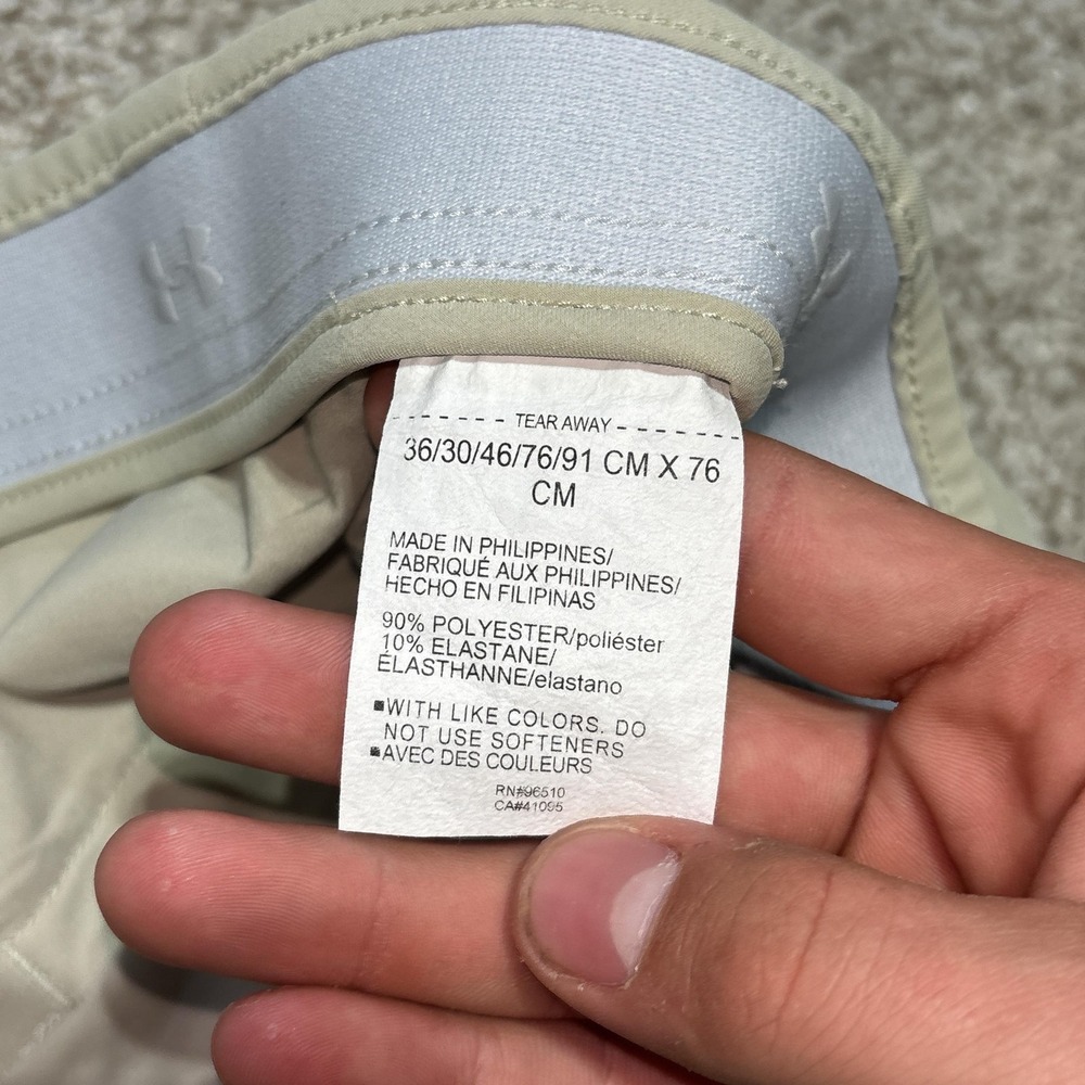 Under Armour Pants Mens 36x30 Beige Stretch Golf Khakis Elastic Waist Casual - Picture 3 of 8